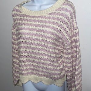 Blu Pepper knit  Crochet soft Sweater Balloon Sleeve